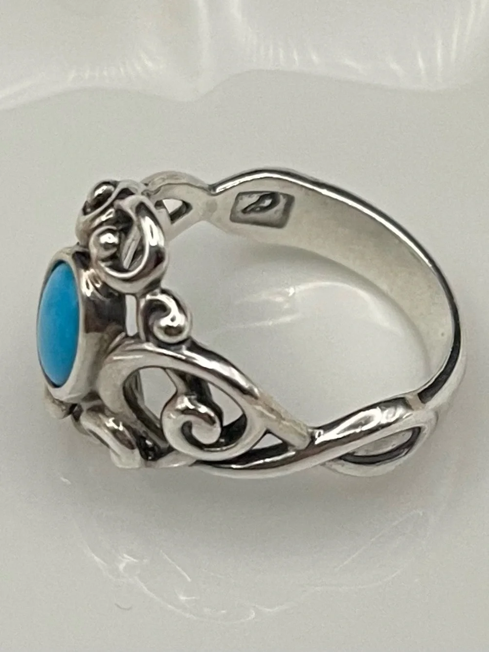 Carolyn Pollack Relios .925 sleeping beauty turquoise scroll ring sz 9 / 6.42 g